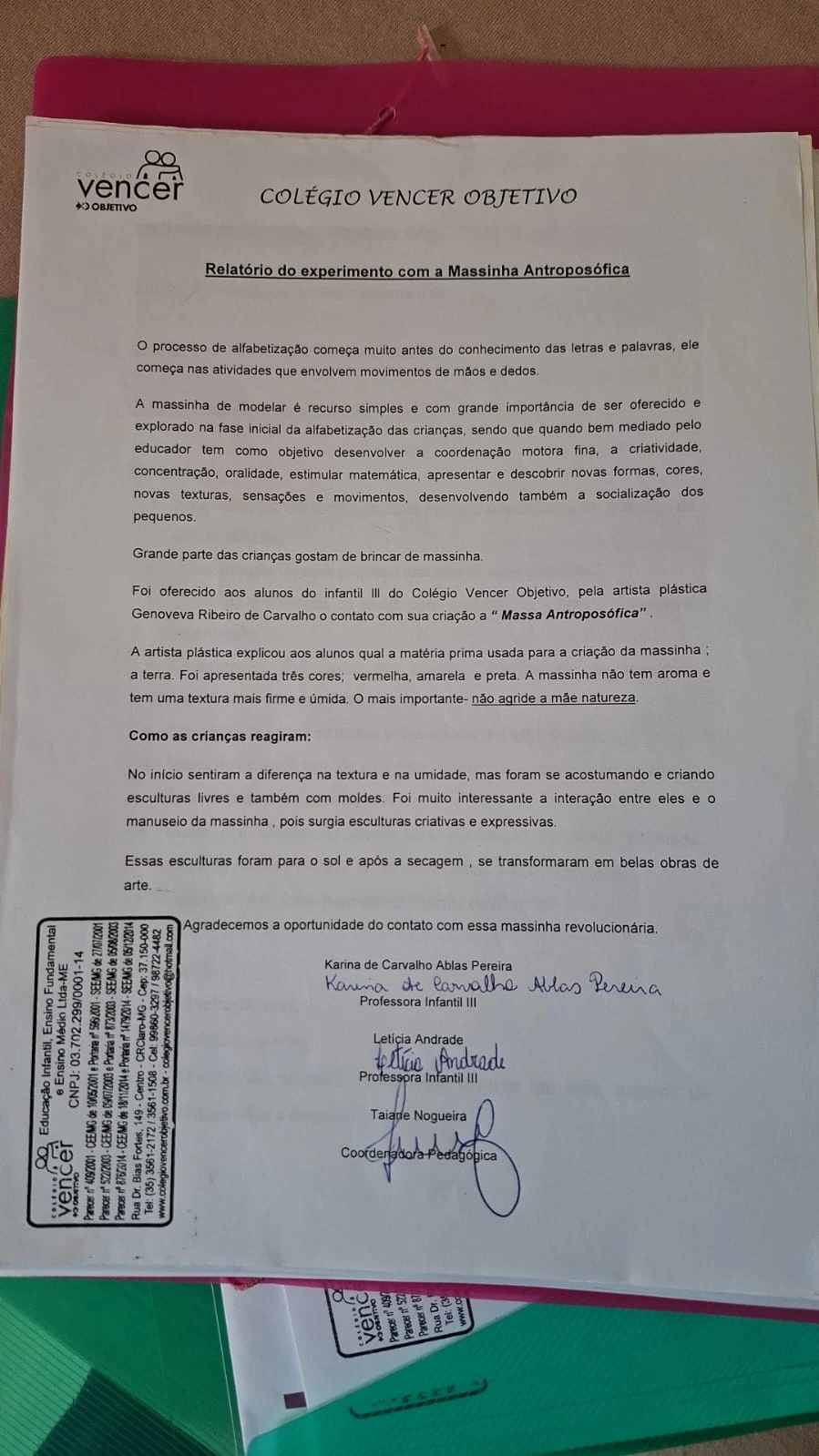 Relatório do experimento com a Massinha Antroposófica